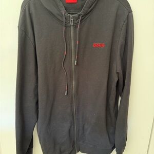 Hugo Black Zip-Up Hoodie Sweater